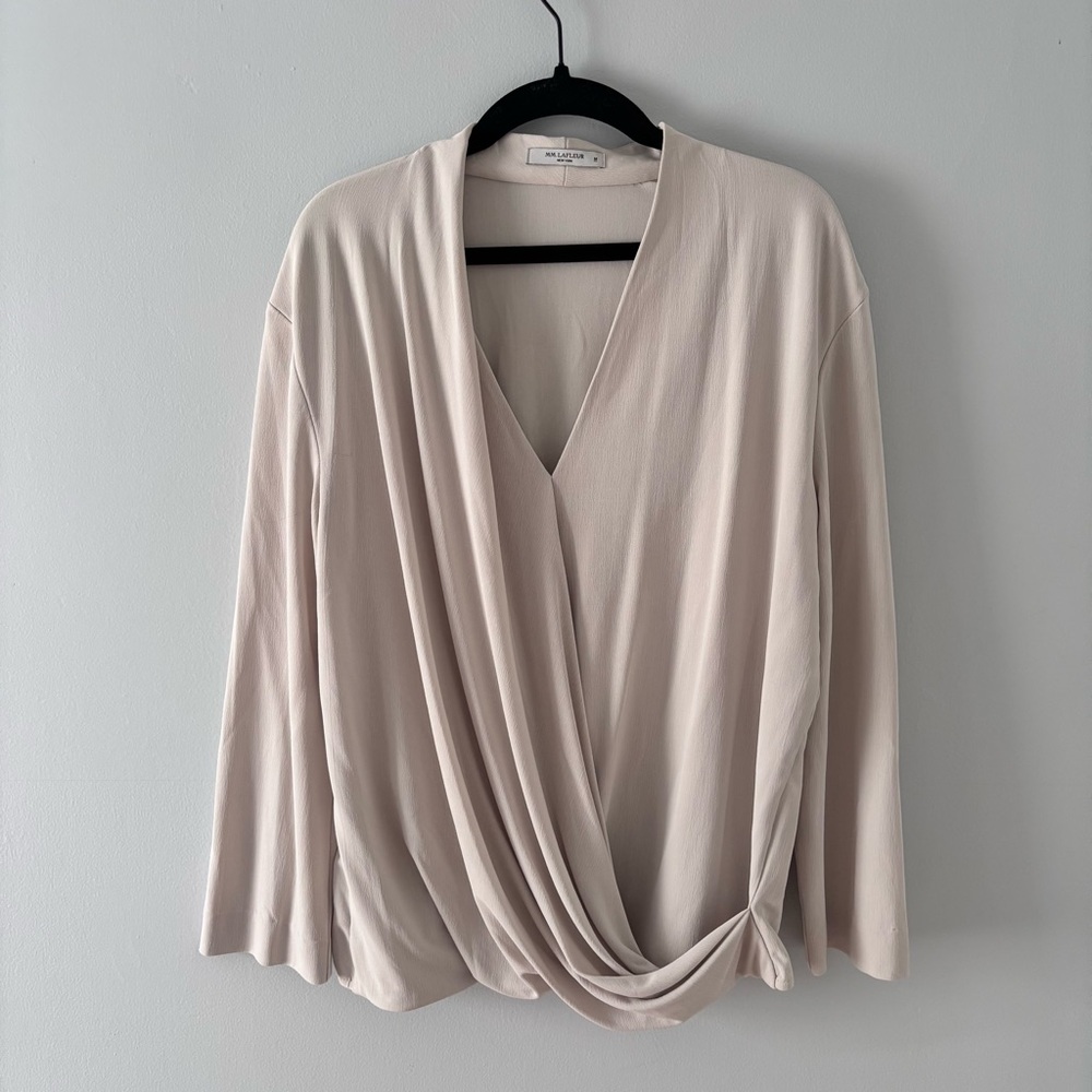 MM.LaFleur Cream Wrap-Front Blouse - Picture 2 of 5